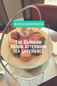 An image to pin. The view looking down on to the desserts, title text is placed over. The Barnham Broom Afternoon Tea Experience. 